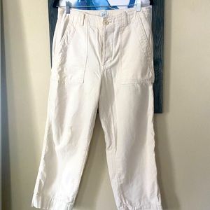 White high rise straight crop jeans